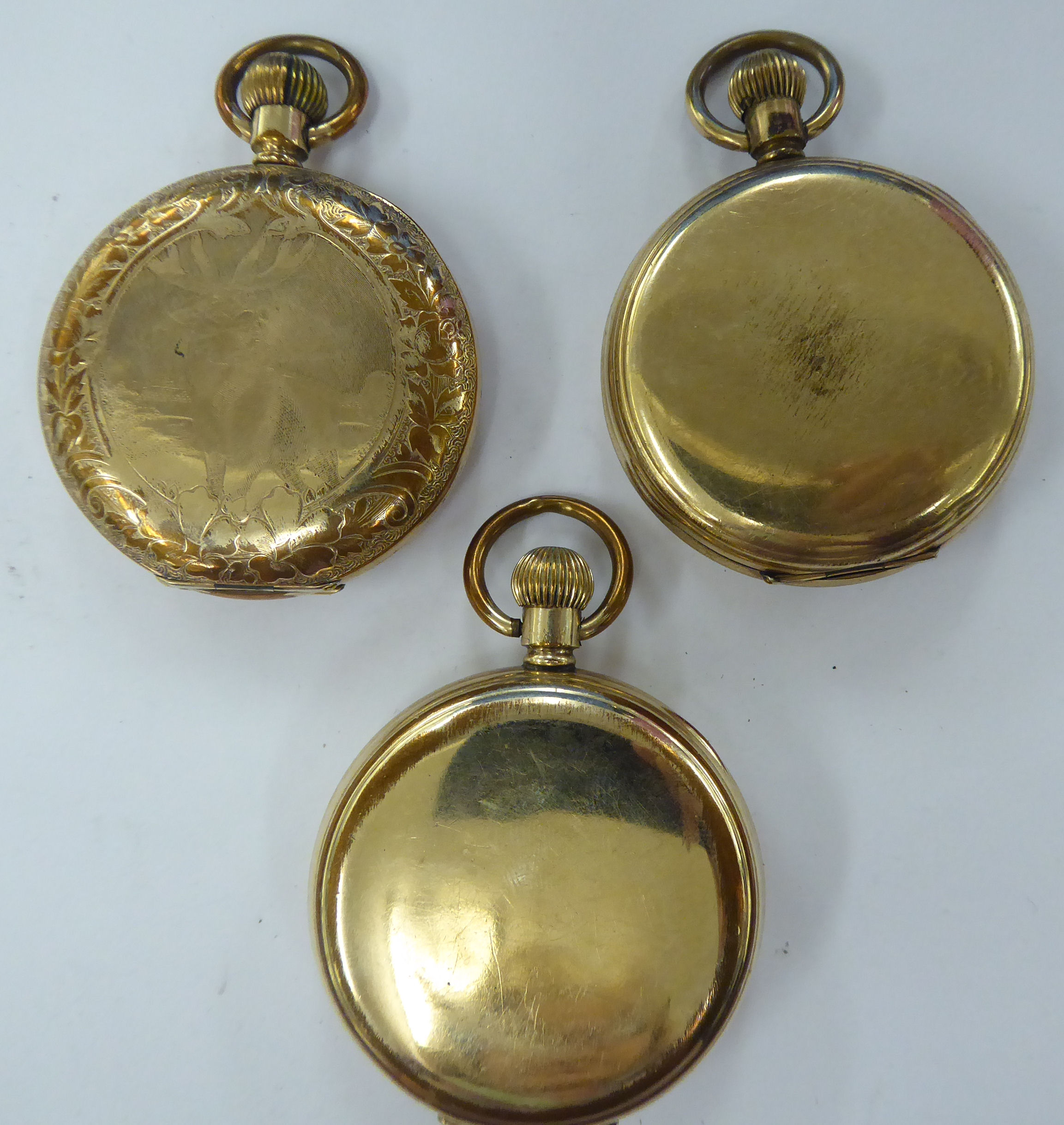 Three late 19th/early 20thC gold plated pocket watches, - Image 4 of 4