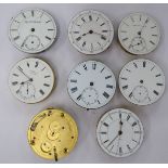 Eight late 19th/early 20thC pocket watch movements,