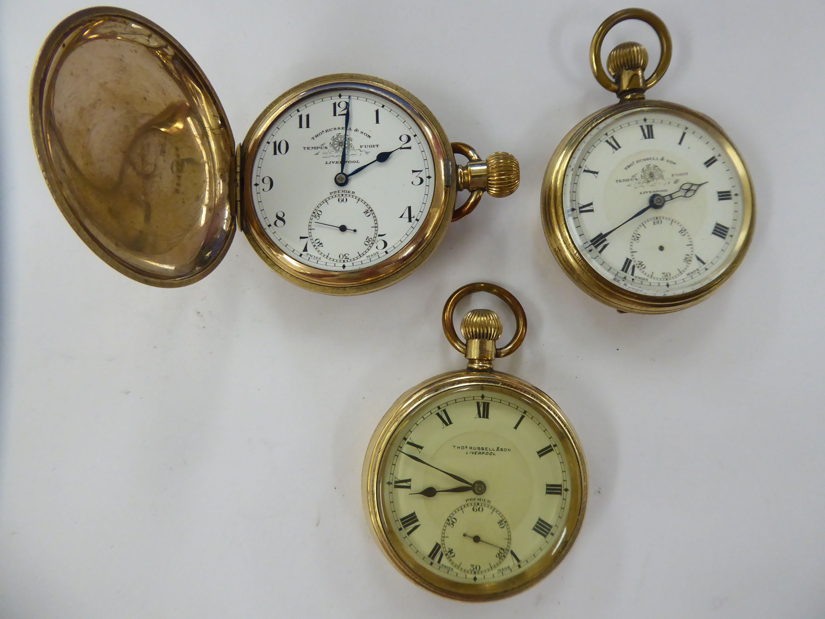 Three late 19th/early 20thC gold plated pocket watches, - Image 2 of 4