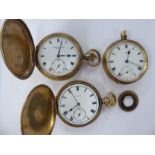 Three late 19th/early 20thC gold plated pocket watches,