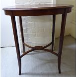 An Edwardian satinwood string inlaid and crossbanded mahogany occasional table,