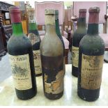 Six bottles of wine: to include a bottle of 1950s Chateau Cheval Blanc St Emilion CA