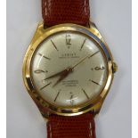 A 1950s Light Ancre gold plated stainless steel cased wristwatch,