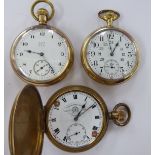 Three late 19th/early 20thC gold plated pocket watches,