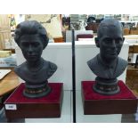 A pair of Royal Doulton black basalt busts,
