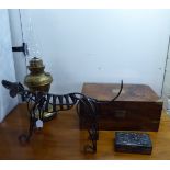 A mixed lot: to include a late Victorian walnut and brass mounted writing box 7''h 16''w;