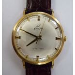 A 1960s Enicar gold plated stainless steel cased wristwatch, the movement with sweeping seconds,