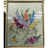 A 20thC floral tapestry 19'' x 25'' framed RSF
