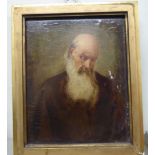 Mid 19thC Continental School - a head and shoulders portrait, an elderly bearded man oil on canvas,