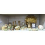 A mixed lot: to include brass candlesticks various sizes;