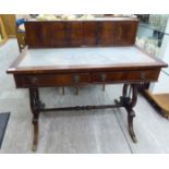 A lady's modern mahogany writing desk, the superstructure with six drawers and two small cupboards,