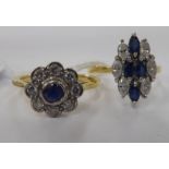 Two dissimilar 18ct gold sapphire and diamond set ring 11