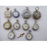 Ten late 19th & early 20thC pocket timepieces, viz.
