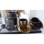 19th & 20thC decorative and functional metalware: to include a coopered oak barrel; a coal scuttle;