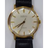 A JW Benson 9ct gold cased wristwatch, the movement with sweeping seconds,
