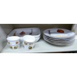 Royal Worcester china tableware: to include a set of six Wild Harvest pattern plates 10''dia
