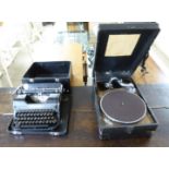 An (unidentified) mid 20thC portable gramophone,