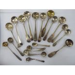 Nineteen variously designed 19th & early 20thC silver condiments spoons mixed marks 11