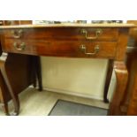A 1920s mahogany bow front canteen with two drawers,
