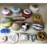 Limoges porcelain and other small ceramics and enamelled patch and trinket boxes of varying designs