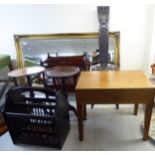 Small furniture: to include a modern mahogany, two division Canterbury, over a single drawer,