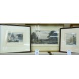 Three framed 19thC prints, viz. a view of Oxford from Wytham 8'' x 15''; 'York Cathedral' 7'' x 4.