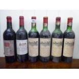 Six bottles of wine: to include a bottle of 1970 Chateau Calon-Segur Medoc CA
