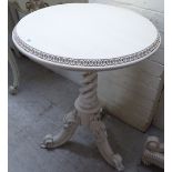 A modern cream coloured wash painted 'antique' inspired pedestal table,