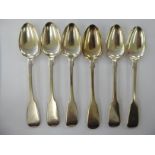 A set of six early Victorian silver fiddle pattern teaspoons London 1840 11