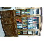 A modern Orientally inspired lacquered mahogany, gilded breakfront display cabinet bookcase,