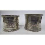 Two similar silver napkin rings with engine turned decoration Sheffield 1896 & Birmingham 1910