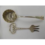 A George III silver Old English pattern sauce ladle with a shell design bowl London 1815;