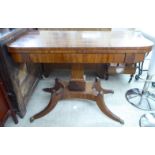 A George III crossbanded mahogany tea table,