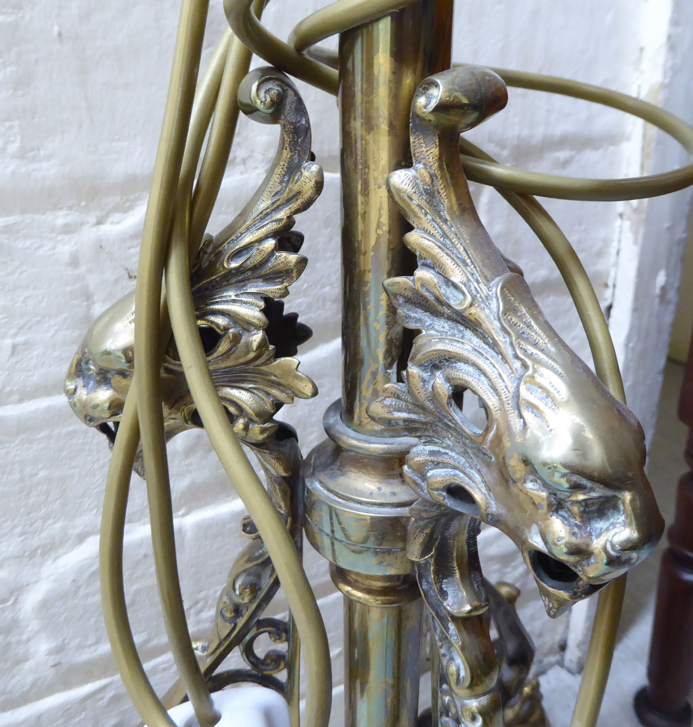 An 'antique' inspired cast and lacquered brass standard lamp, - Image 2 of 2