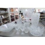 Modern crystal and other glassware: to include a pair of cylindrical vases 13''h;
