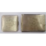 Two Mexican silver coloured metal folding cigarette cases 11
