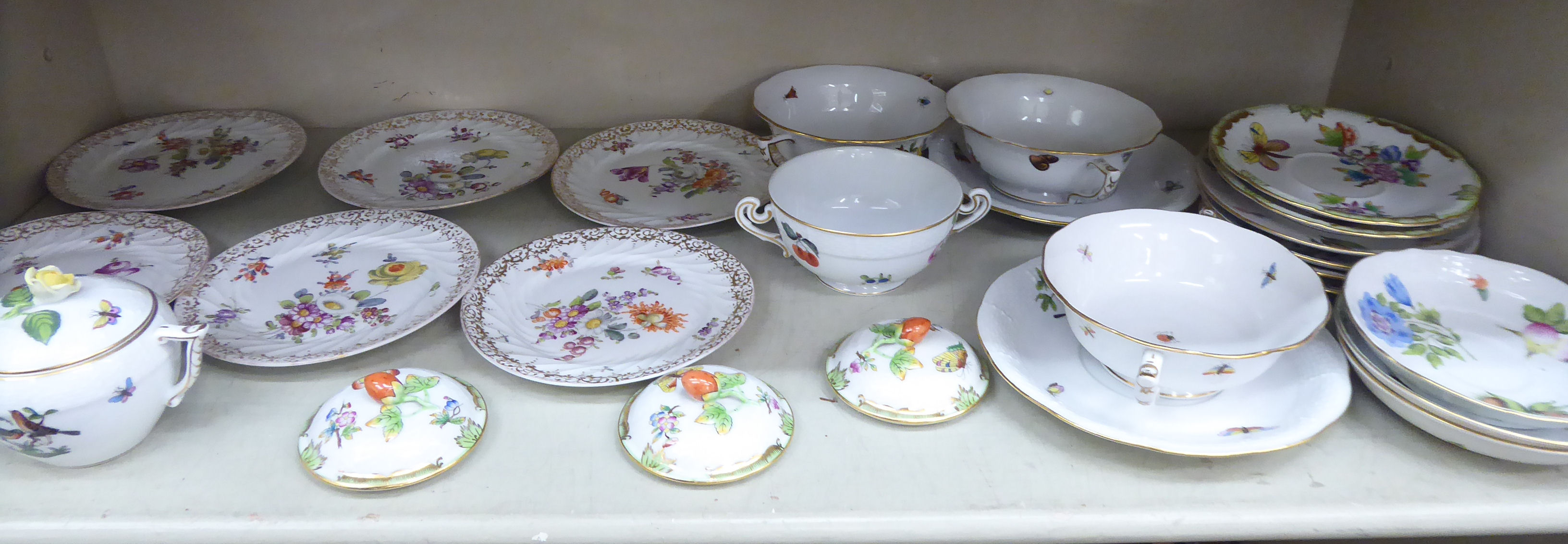 Herend, Dresden and other porcelain: to include side plates,