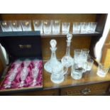Glassware: to include a set of six Buckingham crystal pedestal wines boxed F
