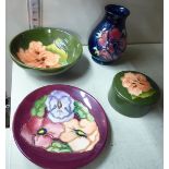 Four items of modern Moorcroft pottery, viz.