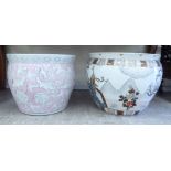 Two modern Chinese inspired porcelain planters,