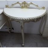 A modern cream painted console table,