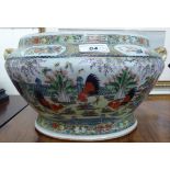 A Chinese porcelain tureen (no cover), decorated with cockerels,