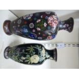 Two early 20thC Japanese cloisonne vases of baluster form,