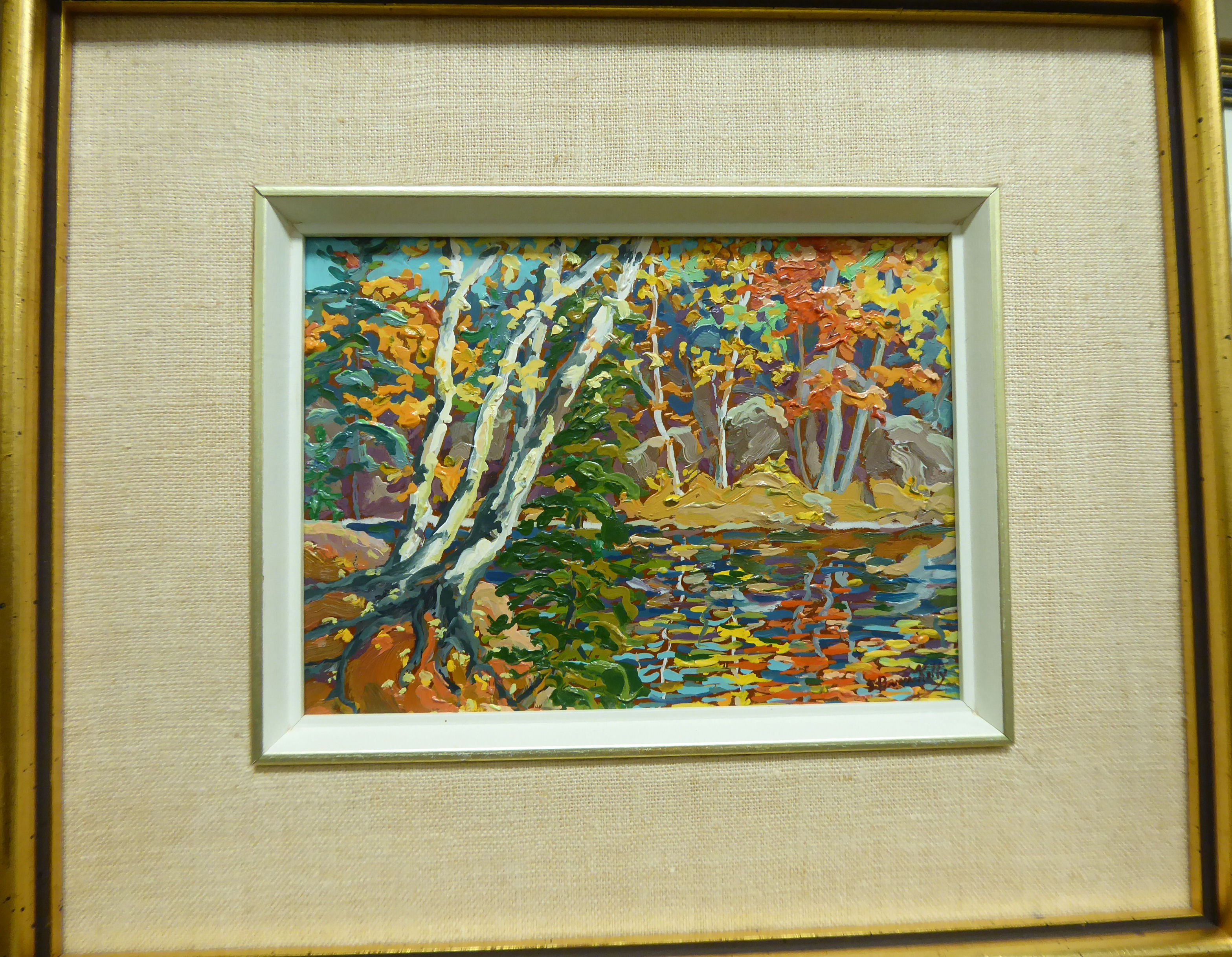 E Brian Kelly - 'October Lakeside' oil on board bears a signature 5.5'' x 7.