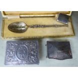 An Edwardian silver rectangular pendant postage stamp holder,