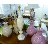 Five ceramic and other table lamps of various styles & forms largest 25''h CA