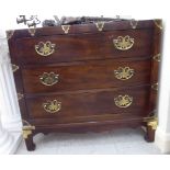 A modern brass mounted mahogany three drawer chest,