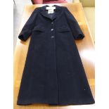 A lady's Dressage by Paul Costelloe black lambswool and angora full-length coat size 14 CA