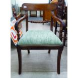 A Regency mahogany framed bar back elbow chair,