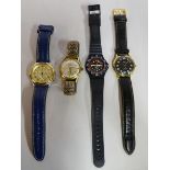 Four modern stainless steel/silver plated cased wristwatches: to include an Elco,